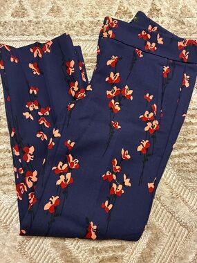 LOFT Navy Floral Print Dress Pants